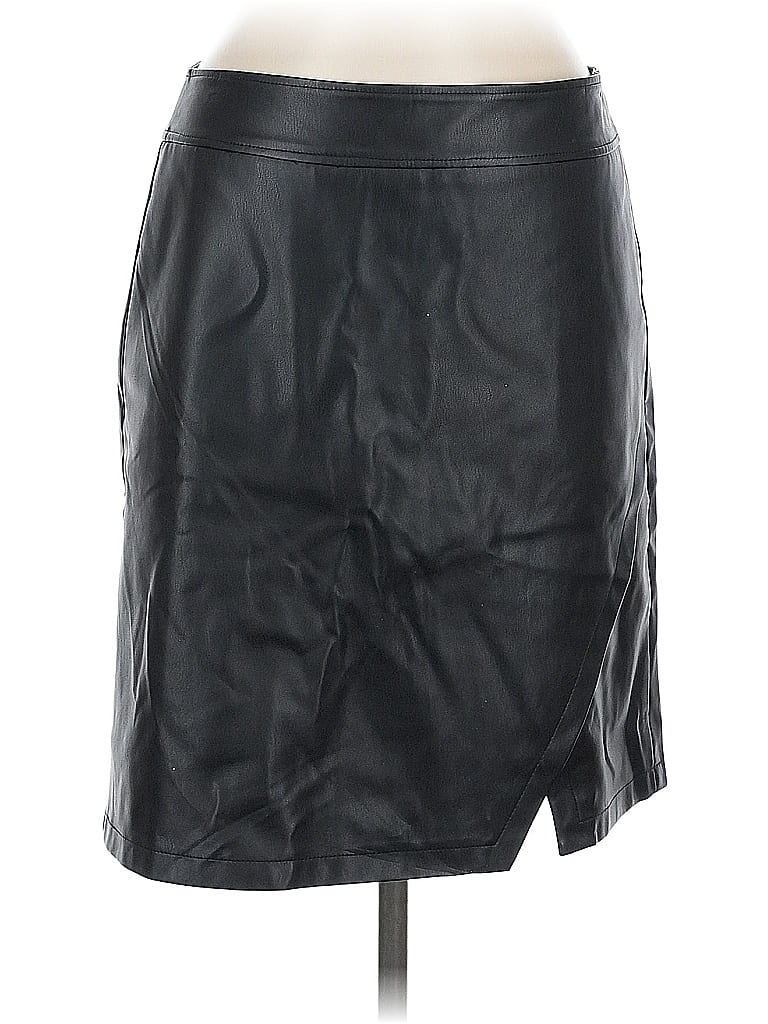 Pre-owned Ann Taylor Loft Faux Leather Skirt In Black
