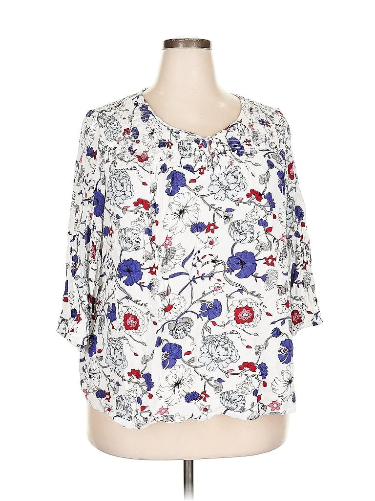 Pre-owned Market & Spruce 3/4 Sleeve Blouse In White