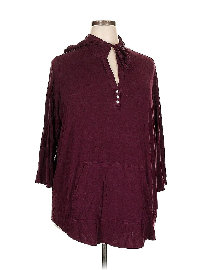 Pre-owned Market & Spruce 3/4 Sleeve T-shirt In Burgundy
