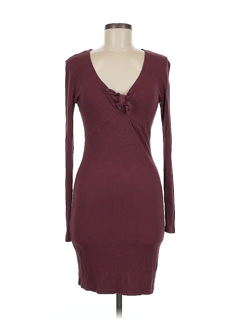 Pre-owned Rvca Casual Dress In Burgundy