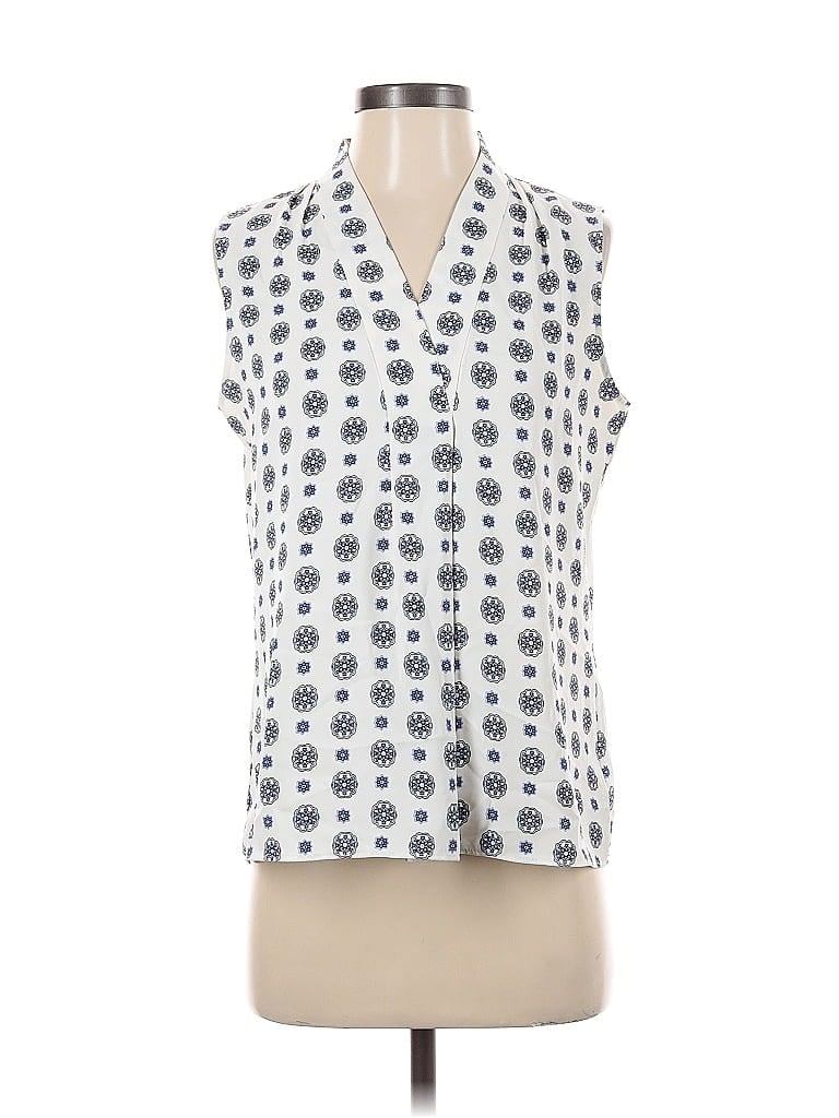 Pre-owned Talbots Sleeveless Blouse In White