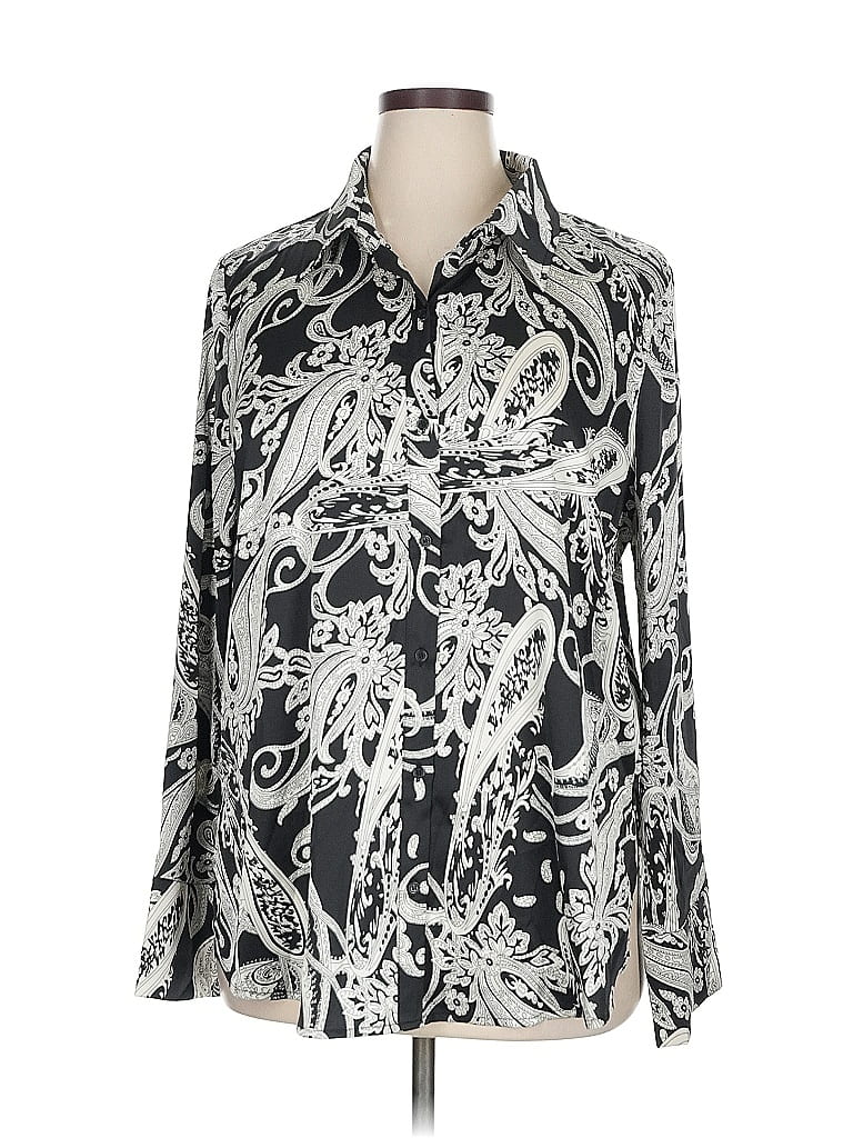 Pre-owned Vici Long Sleeve Blouse In Silver