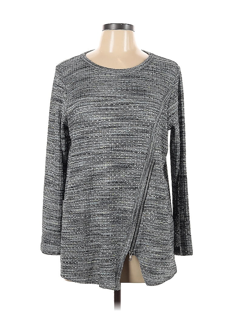 Click to view more detailed imagery on our partner's website Pre-owned Comfy Usa Long Sleeve Top Gray Boatneck Tops