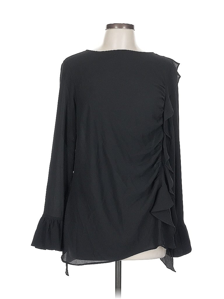 Pre-owned Neiman Marcus Long Sleeve Blouse In Black