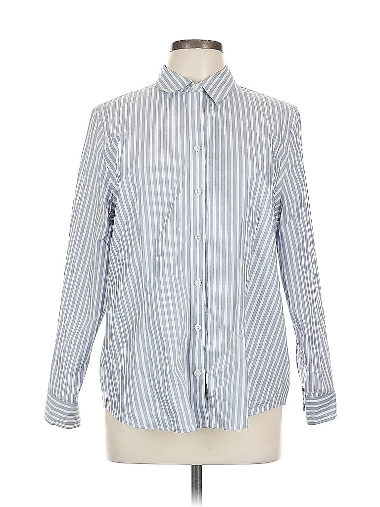 Pre-owned Chico's Long Sleeve Button Down Shirt In Blue