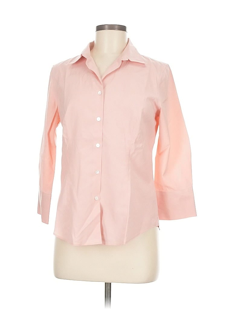 Pre-owned Talbots 3/4 Sleeve Button Down Shirt In Pink