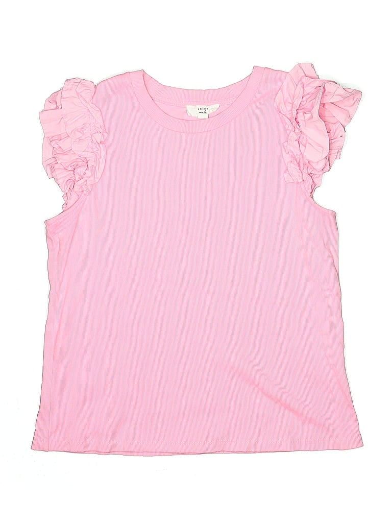 Pre-owned A Loves A Kids' Short Sleeve Top Pink Ruffles Neckline Tops
