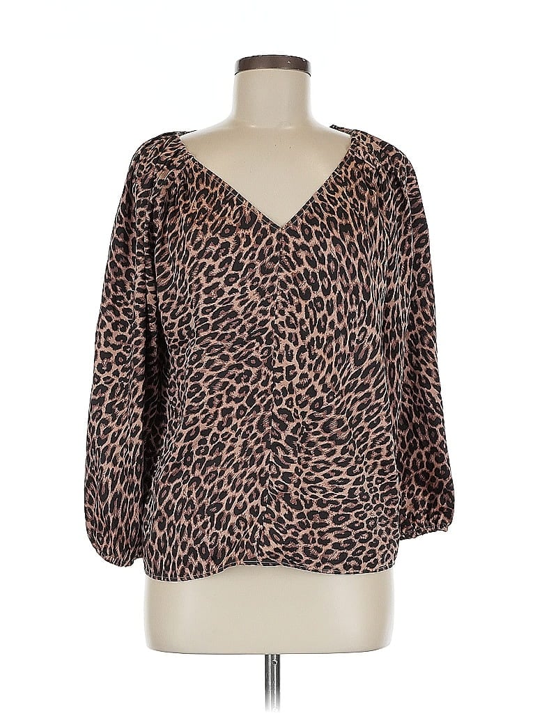 Pre-owned Ann Taylor Loft Long Sleeve Blouse In Brown