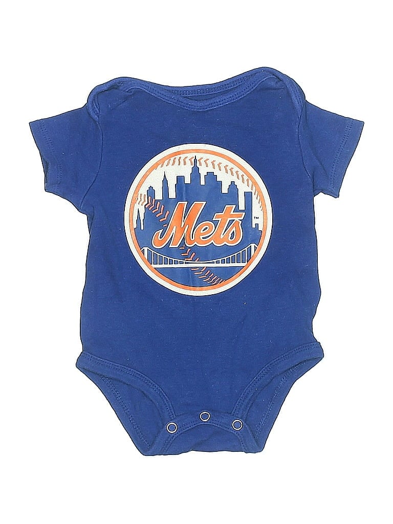 Pre-owned Genuine Merchandise By Team Athletics Babies' Short Sleeve Onesie In Blue