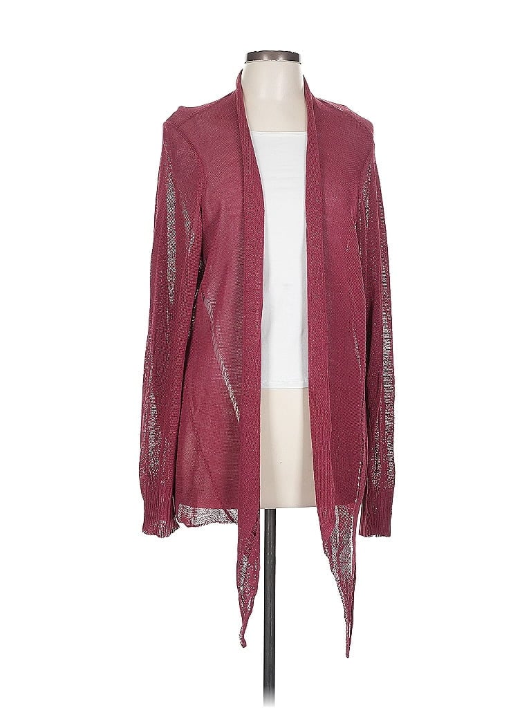 Pre-owned Eileen Fisher Cardigan Sweater In Burgundy
