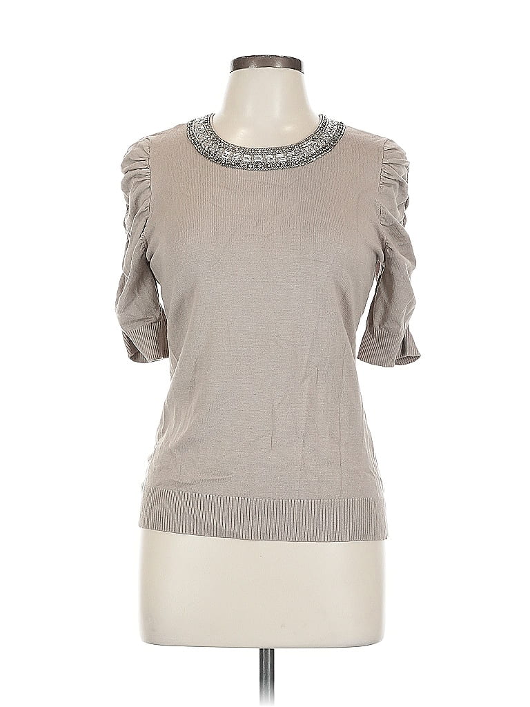 Pre-owned Inc International Concepts Short Sleeve Top Gray Keyhole Neckline Tops