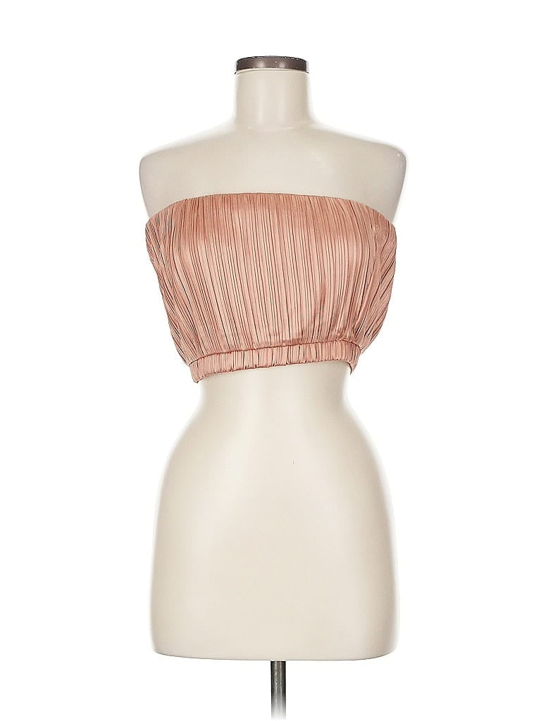 Forever 21 Sleeveless Top Tan Strapless Neckline Tops In Pink