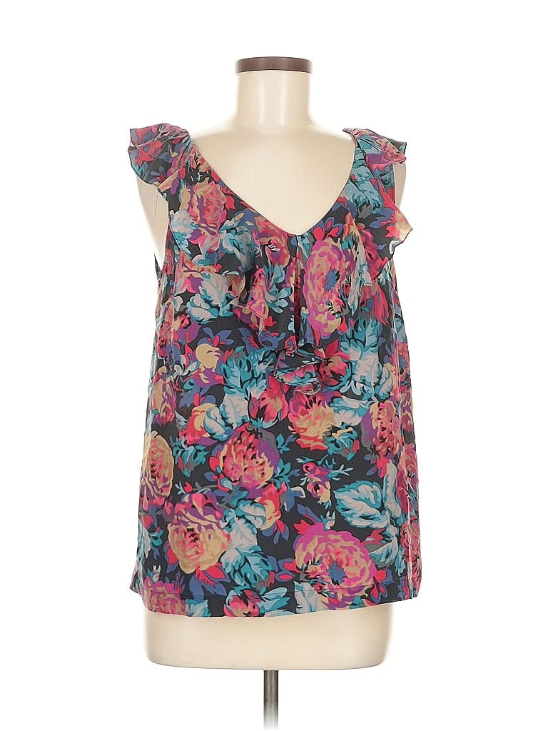 Pre-owned Moulinette Soeurs Sleeveless Silk Top Teal Sweetheart Neckline Tops In Blue