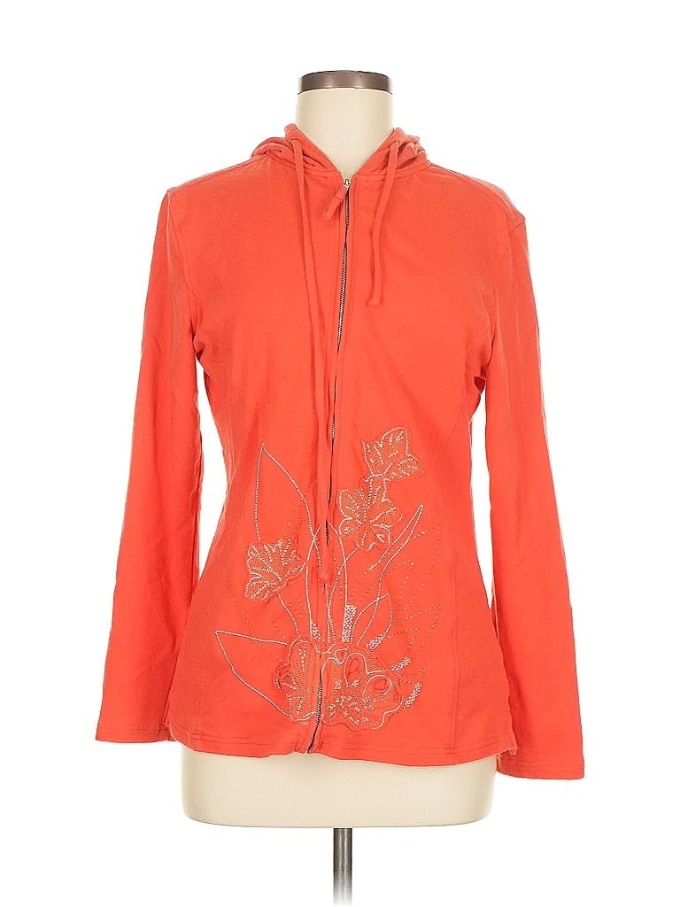 Pre-owned Coldwater Creek Zip Up Hoodie In Orange