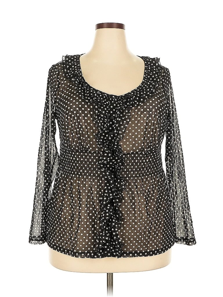 Pre-owned Inc International Concepts Long Sleeve Blouse In Black