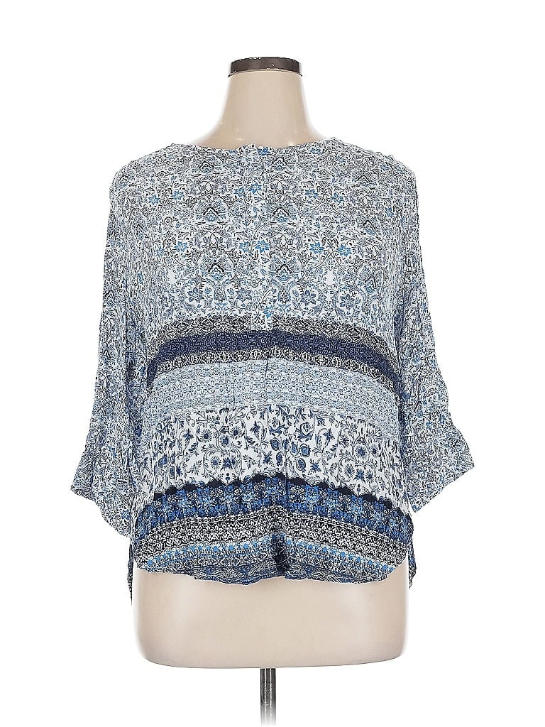 Pre-owned Nine West 3/4 Sleeve Blouse In Blue