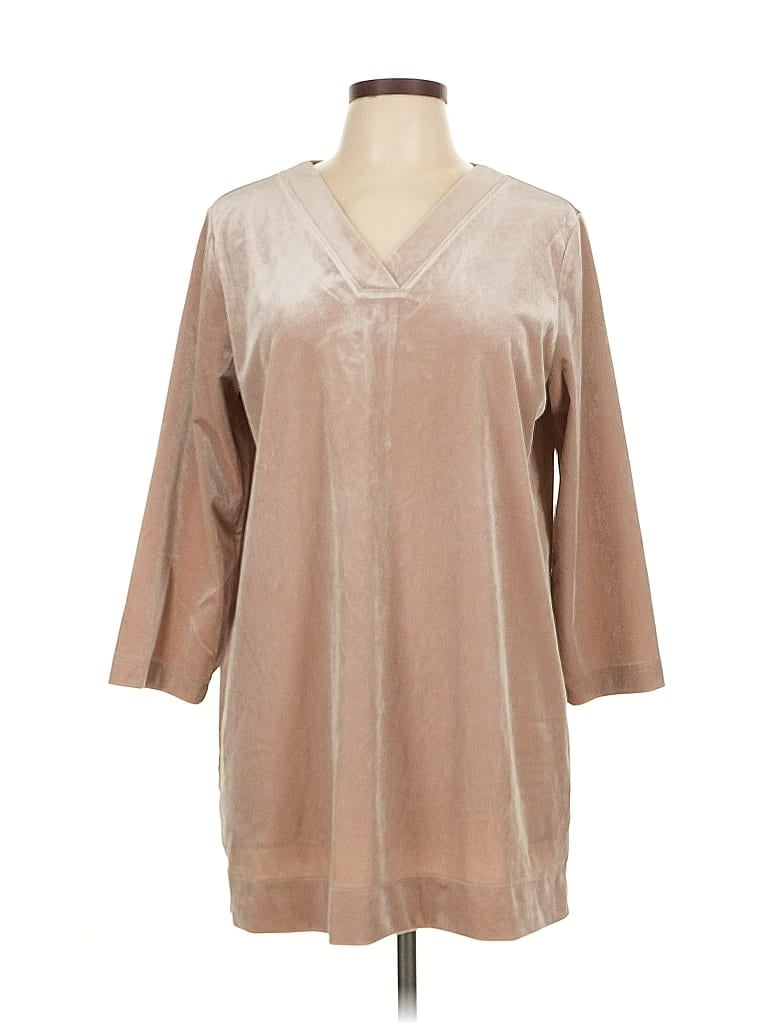 Pre-owned Lands' End 3/4 Sleeve Blouse In Brown