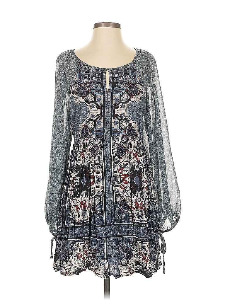 Pre-owned Free People Long Sleeve Blouse In Blue