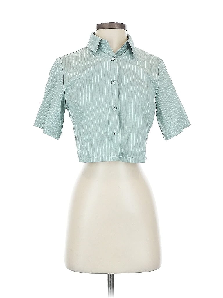 Pre-owned Prettylittlething Short Sleeve Blouse In Blue