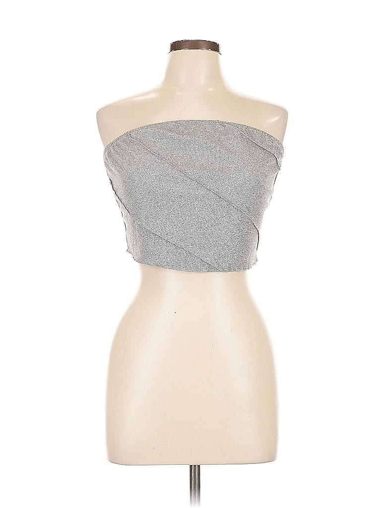 Pre-owned Shein Curve Tube Top Silver Strapless Neckline Tops
