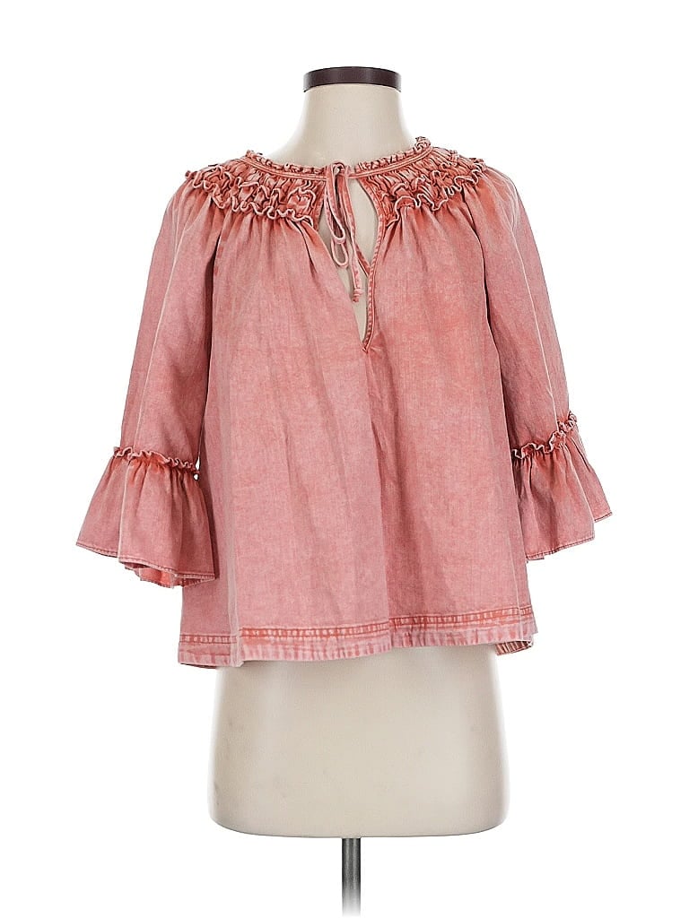 Pre-owned Free People 3/4 Sleeve Blouse In Pink