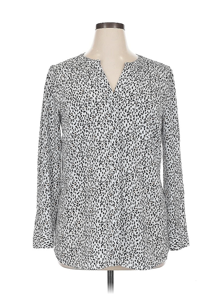 Pre-owned Apt. 9 Long Sleeve Blouse In Silver