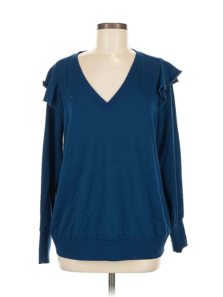 Pre-owned Torrid Long Sleeve Top Blue Cold Shoulder Neckline Tops