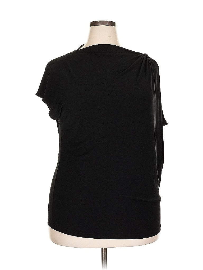 Pre-owned Kenneth Cole New York Short Sleeve Top Black One Shoulder Neckline Tops