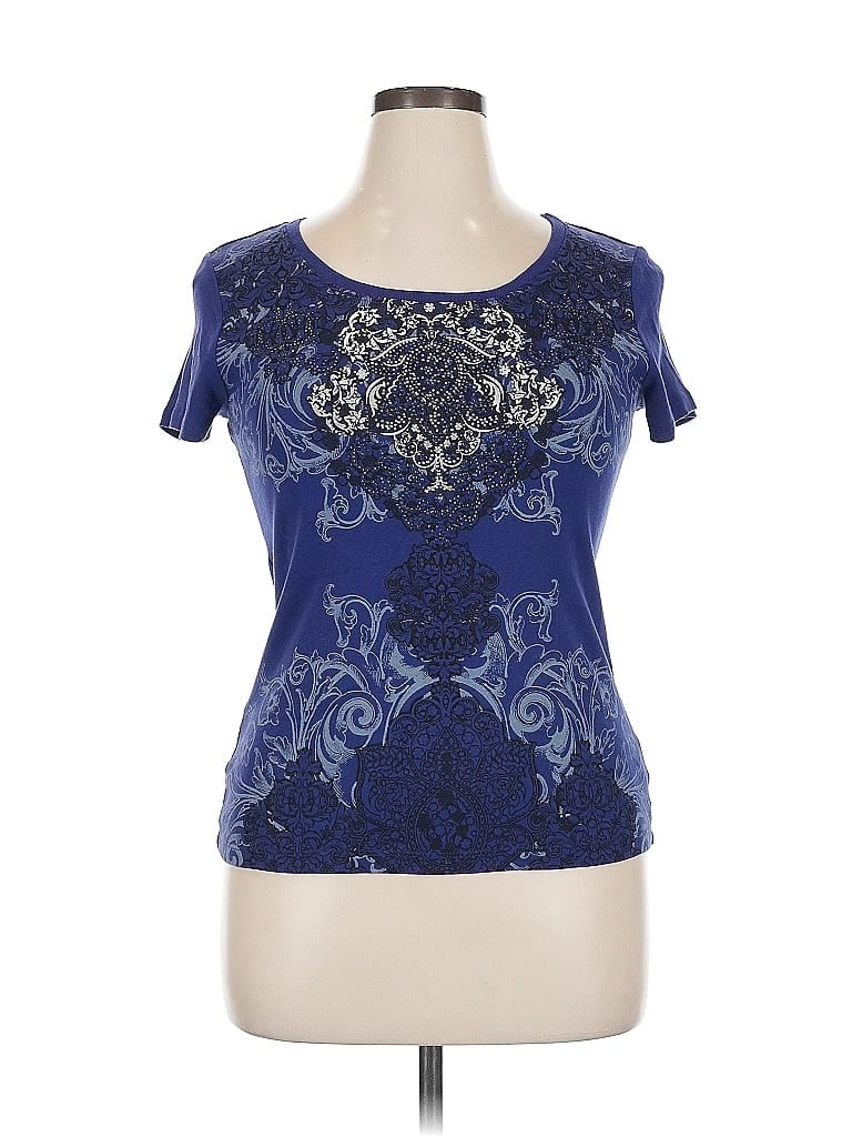 Pre-owned Zenergy By Chico's Short Sleeve T-shirt In Blue