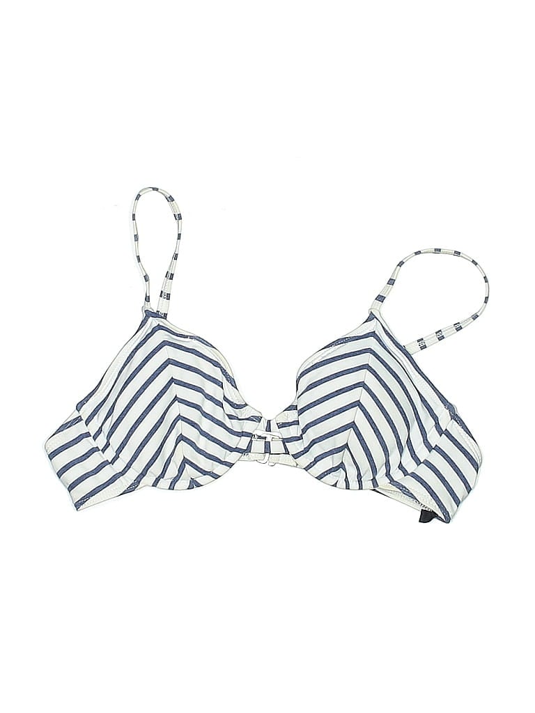 Pre-owned Splendid Swimsuit Top White Chevron/herringbone Pattern Swimwear