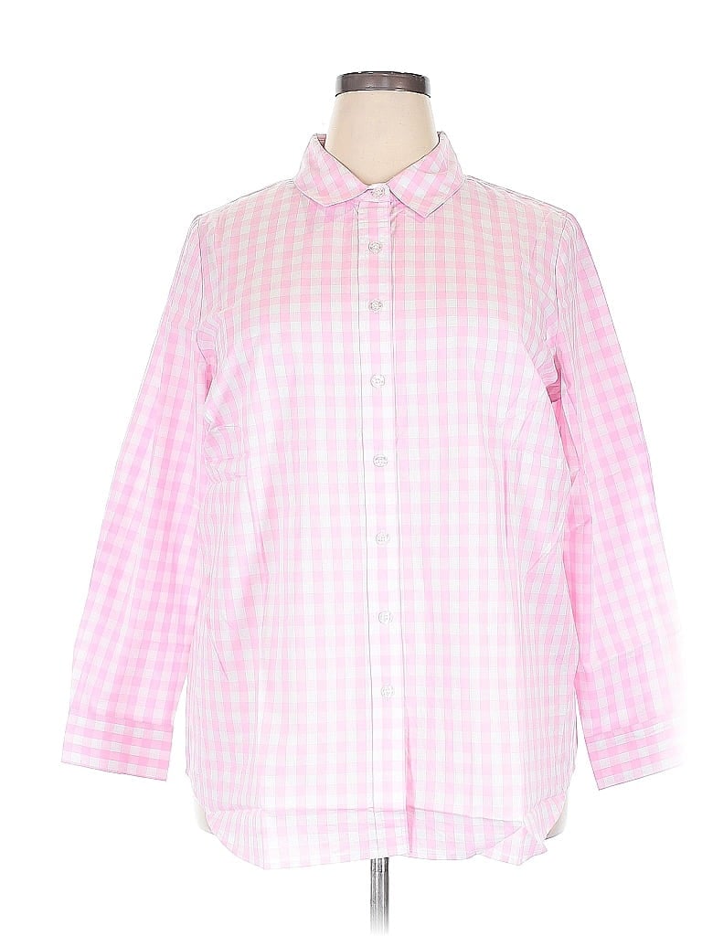 Pre-owned Woman Within Long Sleeve Button Down Shirt In Pink