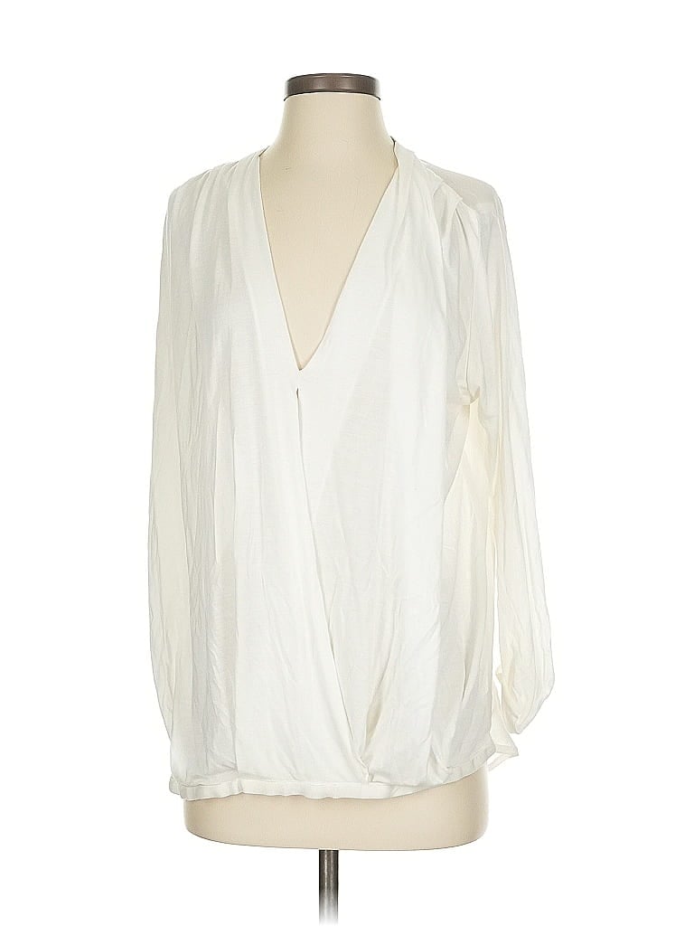 Pre-owned Dolan Long Sleeve Blouse In White