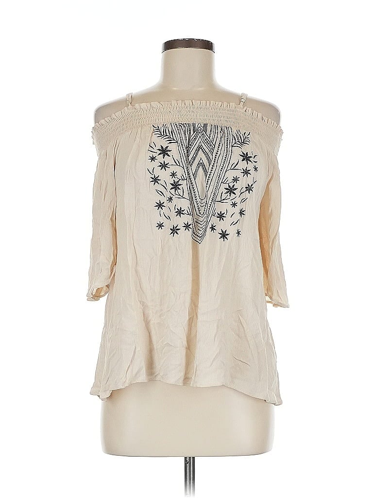 Pre-owned Love Tree 3/4 Sleeve Blouse In White