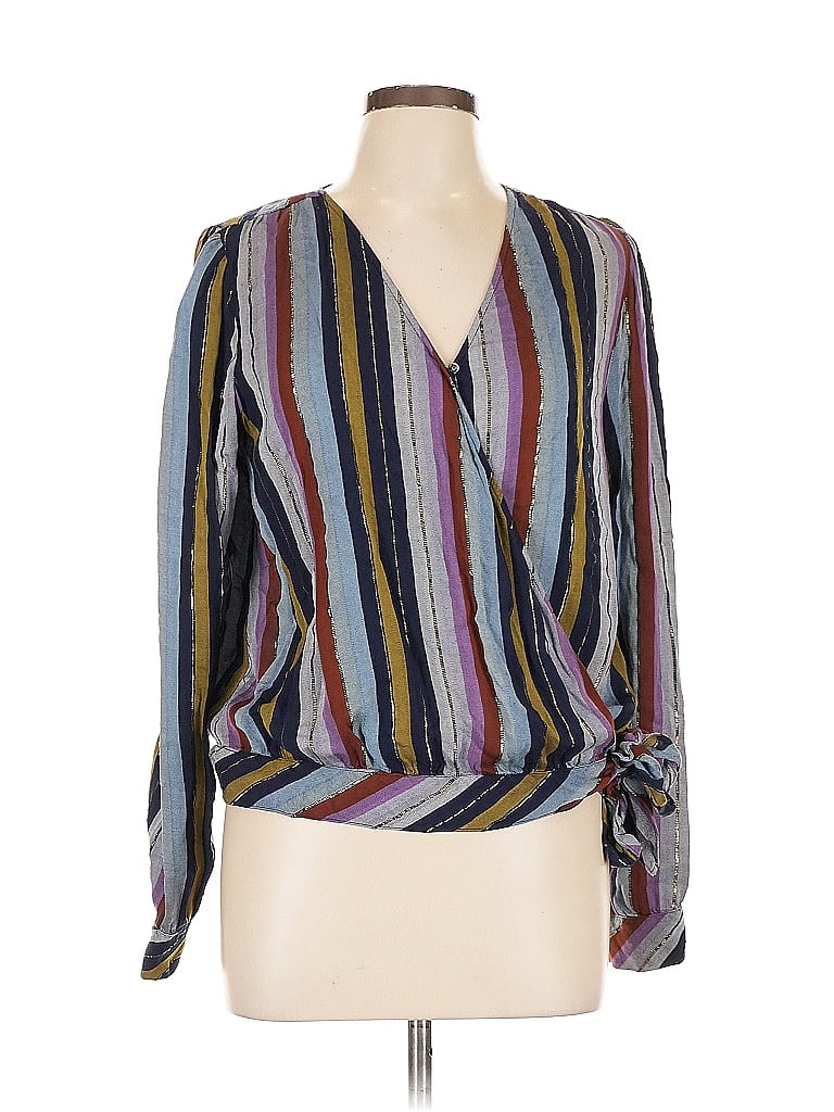 Pre-owned A.n.a. A New Approach Long Sleeve Blouse In Gray