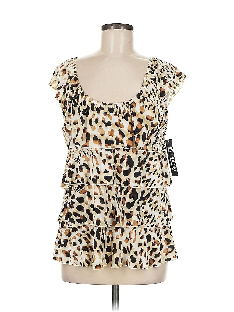 Click to view more detailed imagery on our partner's website Pre-owned Milano Sleeveless Top Tan Sweetheart Neckline Tops In Brown