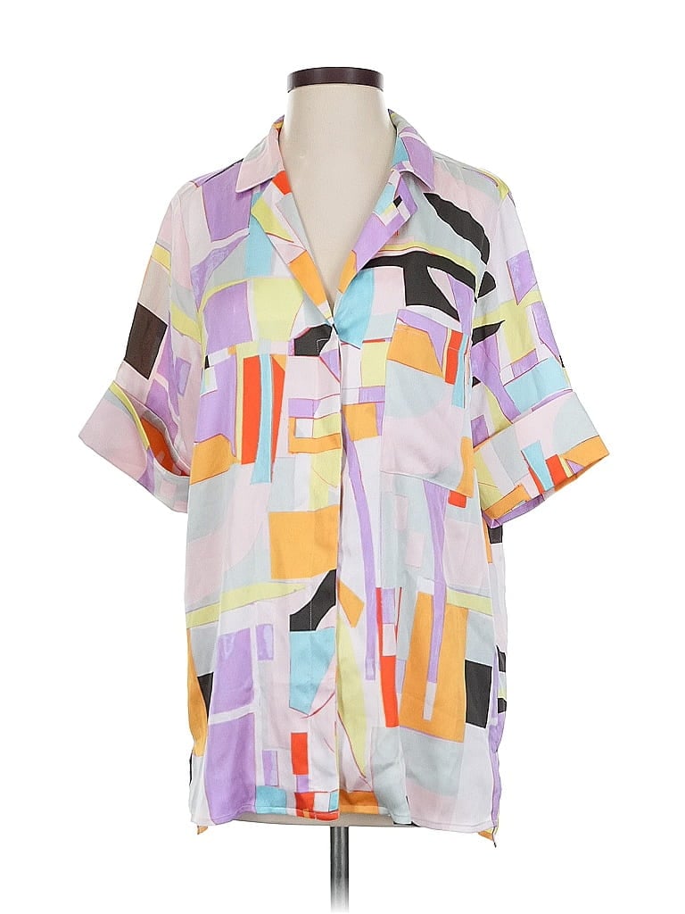 Pre-owned Open Edit Short Sleeve Blouse In Purple