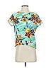 Trouve 100% Polyester Tropical Teal Short Sleeve Blouse Size S - photo 1