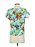Trouve 100% Polyester Tropical Teal Short Sleeve Blouse Size S - photo 2