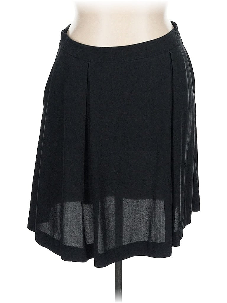 Pre-owned Eileen Fisher Silk Skirt In Black