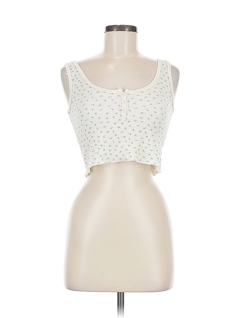 Pre-owned Brandy Melville Tank Top Ivory Sweetheart Neckline Tops In White