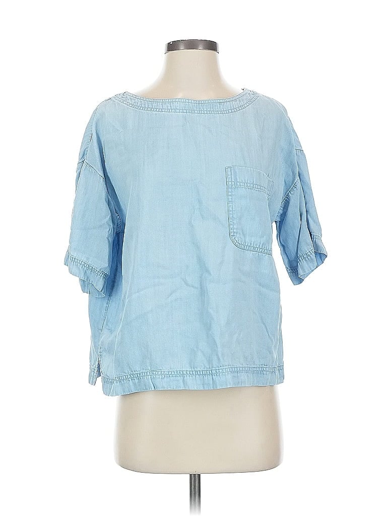Pre-owned Lou & Grey Short Sleeve Blouse In Blue
