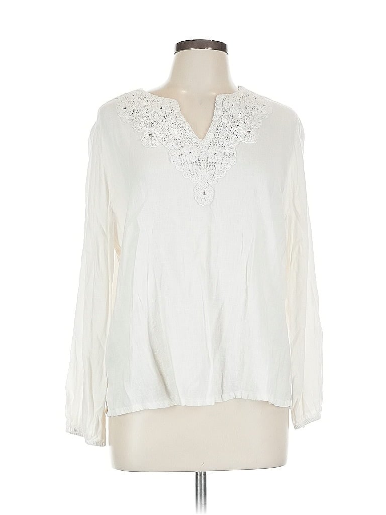Pre-owned Calligraphie Long Sleeve Blouse In White