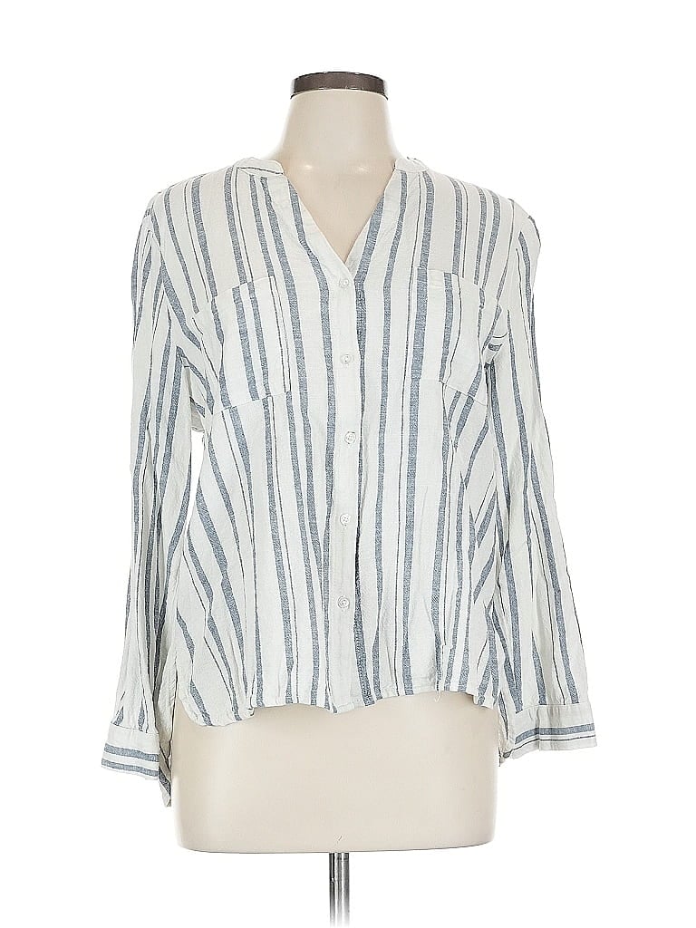 Pre-owned Nine West Long Sleeve Blouse In Blue