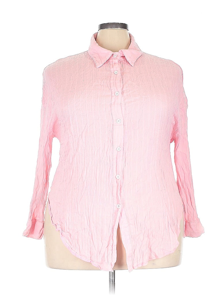 Pre-owned Shein Curve 3/4 Sleeve Blouse In Pink