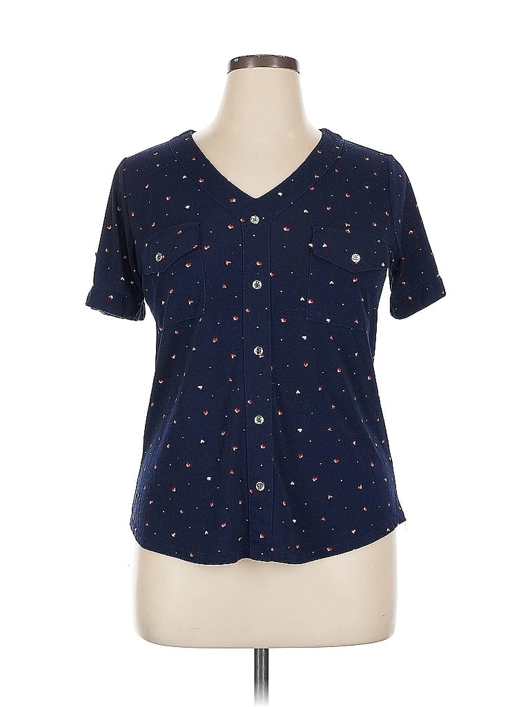 Pre-owned 57th Street Short Sleeve Blouse In Blue