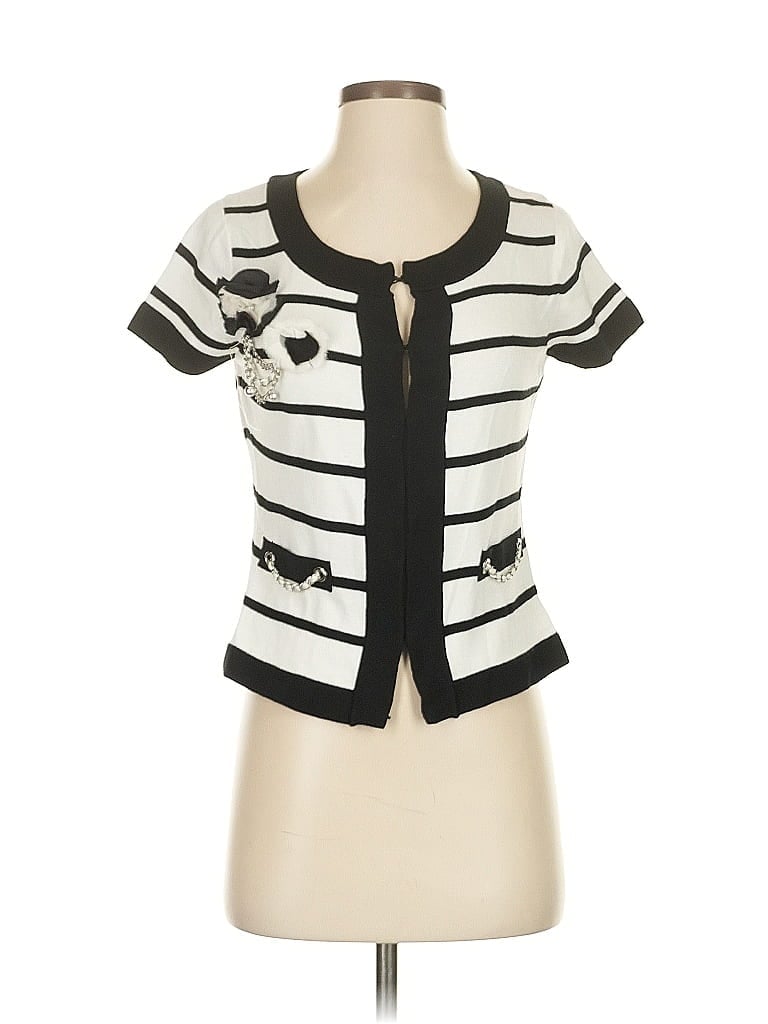 Pre-owned White House Black Market Cardigan Sweater In White