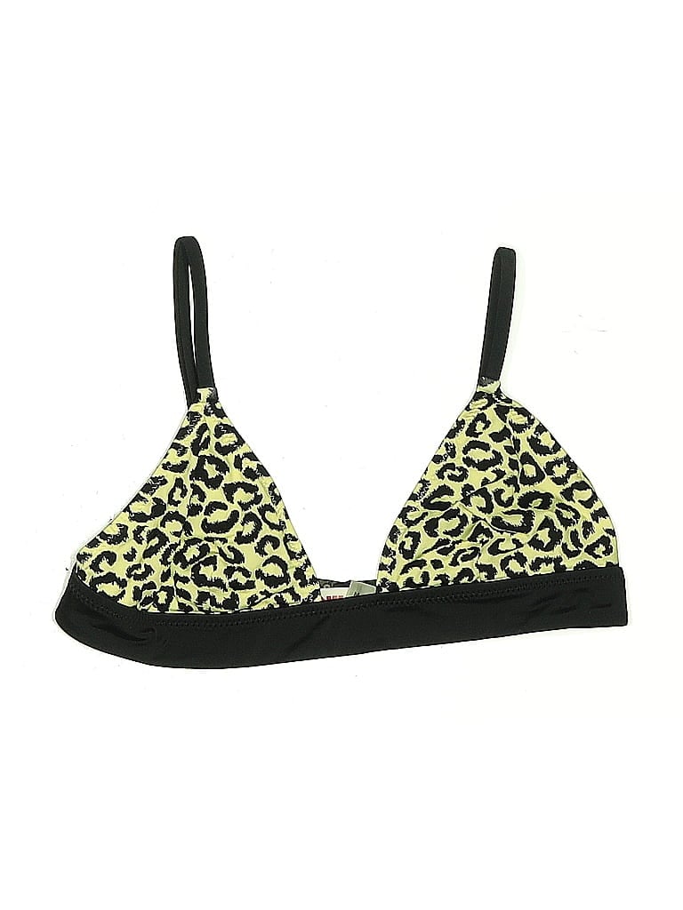 Pre-owned Solid & Striped Swimsuit Top Yellow Animal Print Pattern Swimwear