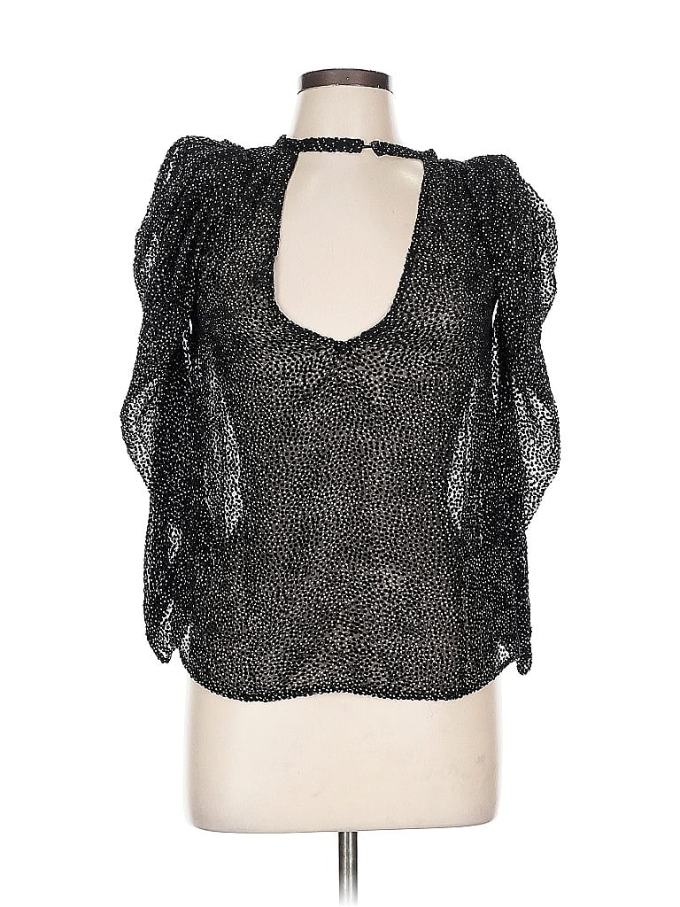 Pre-owned Ba&sh Long Sleeve Silk Top Black Halter Neckline Tops