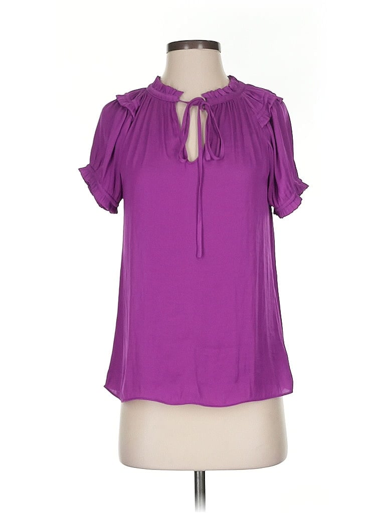 Pre-owned Naked Zebra Short Sleeve Blouse In Purple