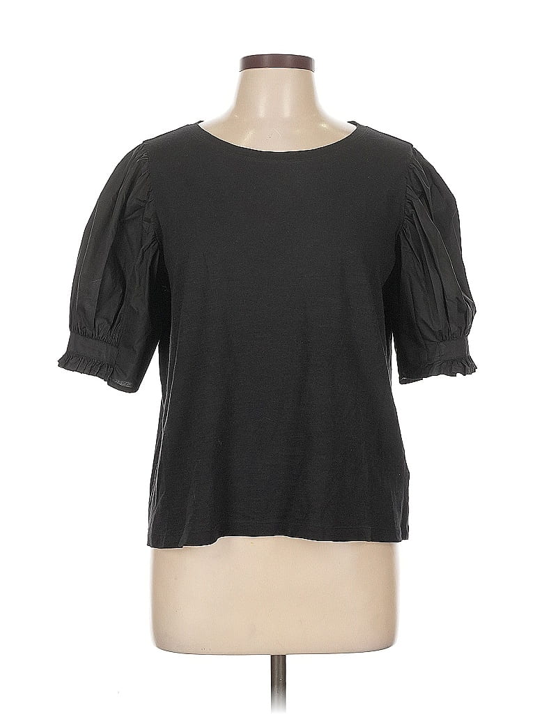 Pre-owned Dear John Short Sleeve Top Gray Scoop Neck Tops